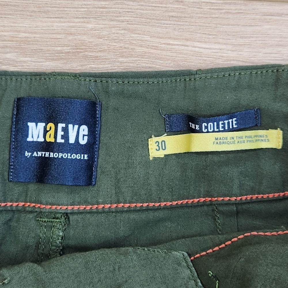 Maeve Pants Womens 30 Green The Colette Twill Wide Leg Relaxed Chino Stretch - Picture 3 of 10